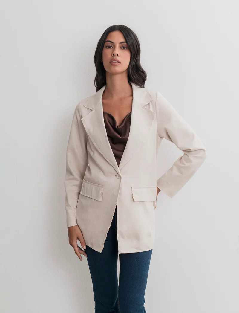 BLAZER IN TESSUTO EFFETTO DAINETTO - Vaniglia