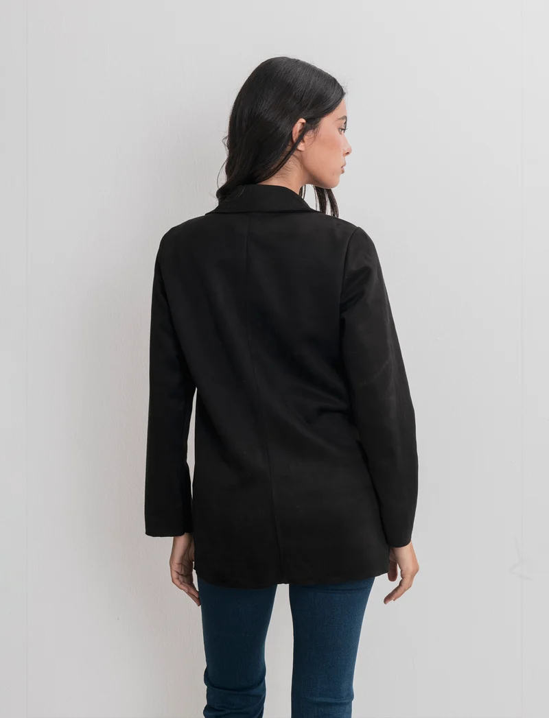 BLAZER IN TESSUTO EFFETTO DAINETTO - Nero