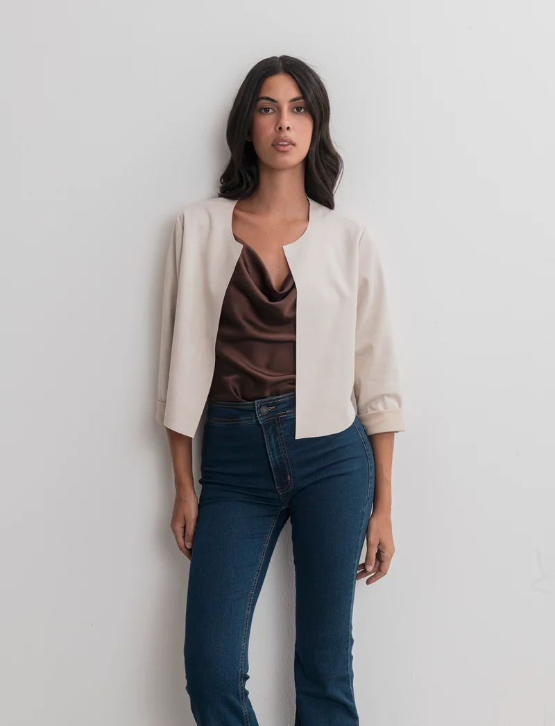 GIACCA SUEDE CORTA - Vaniglia