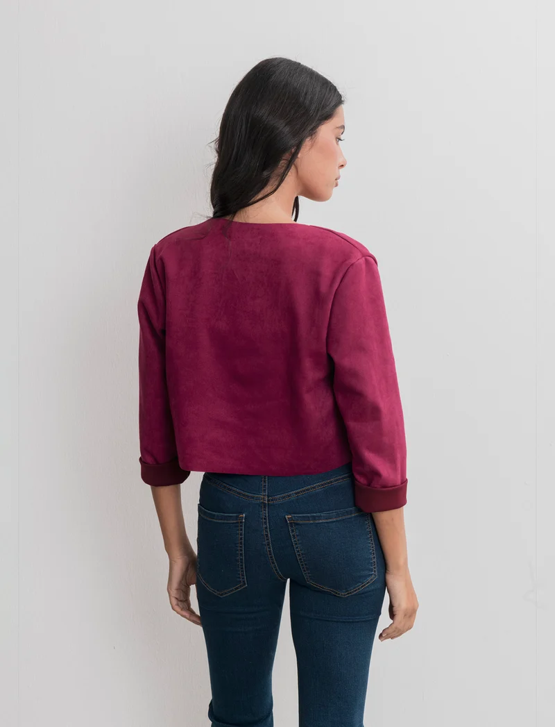 GIACCA SUEDE CORTA - Viola prugna