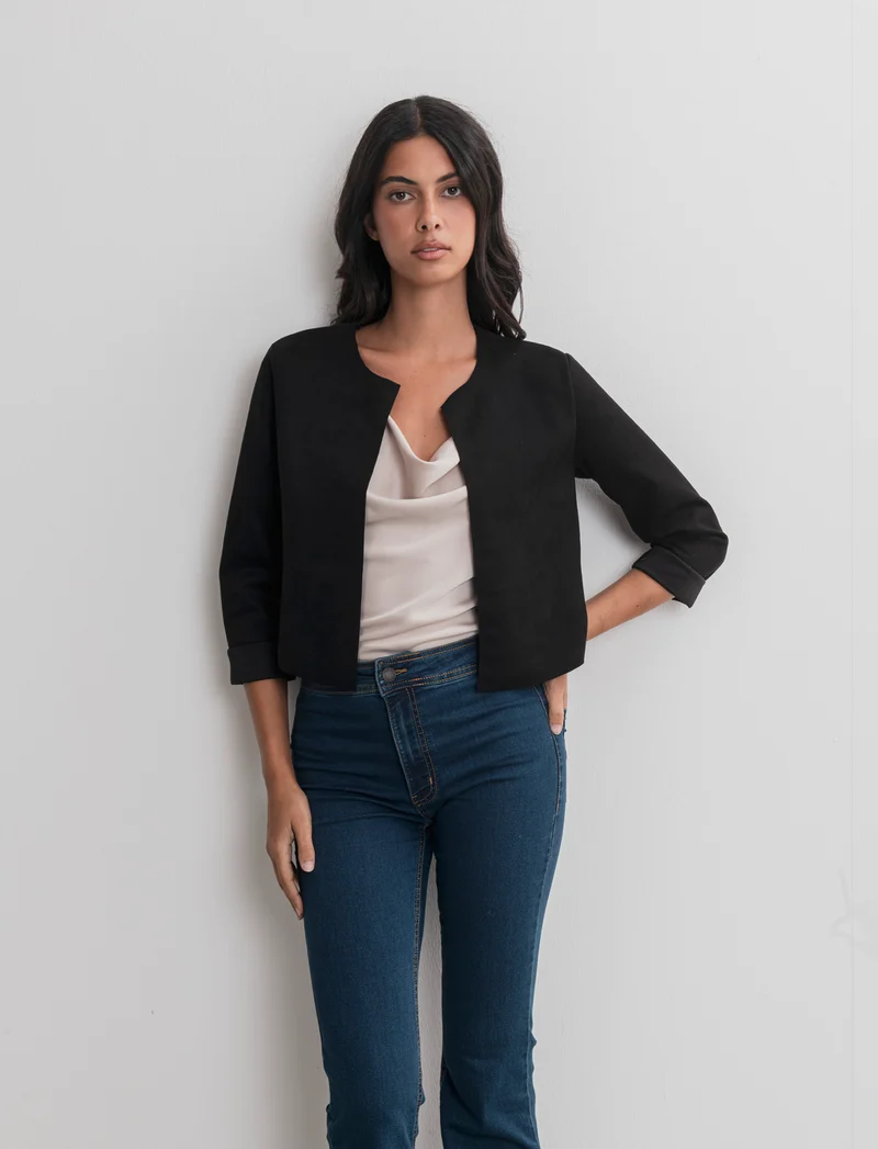GIACCA SUEDE CORTA - Nero