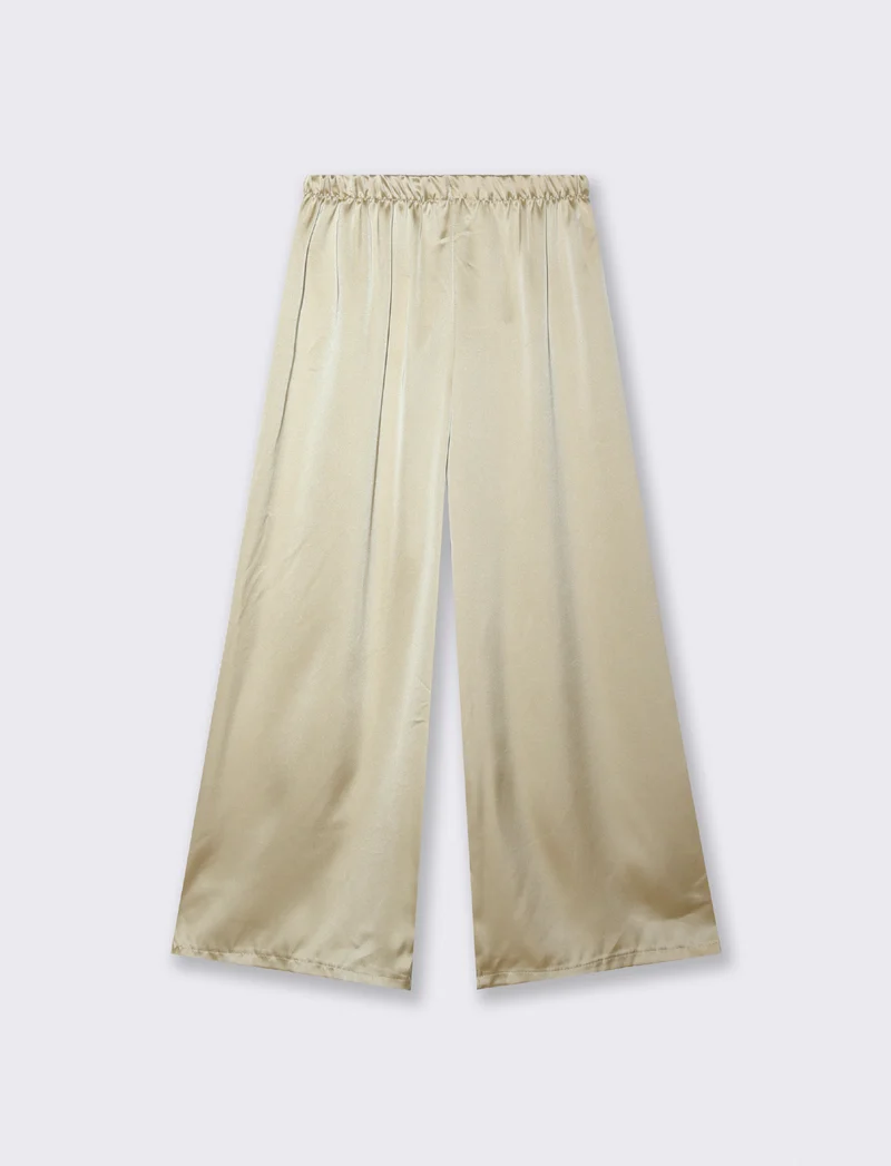 PANTALONE IN SATIN - Beige champagne