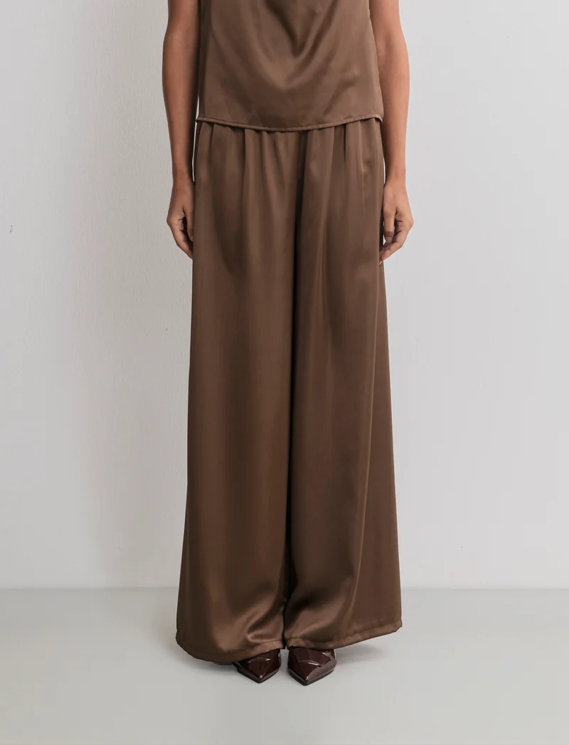 PANTALONE IN SATIN - Moro