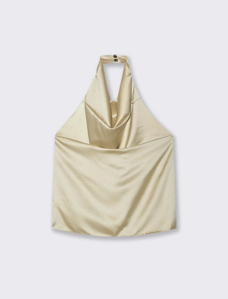TOP HALTERNECK - Beige champagne