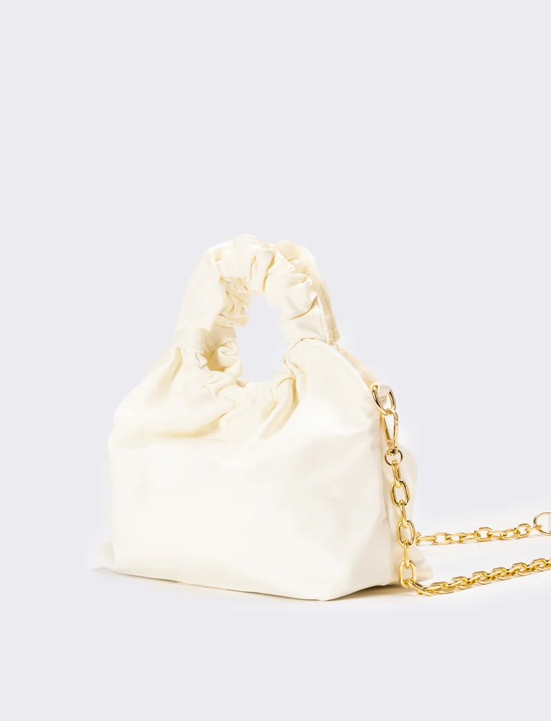 Borsa donna con manico arricciato - Bianco