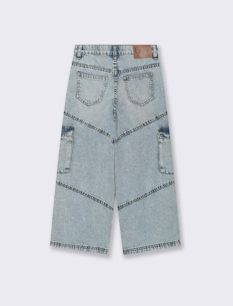 Jeans cargo a gamba larga da bambina - Denim