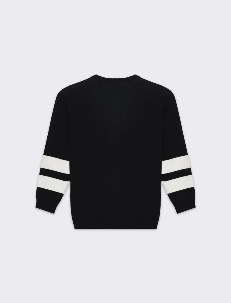 Tricot con applicazione frontale da bambino - Nero