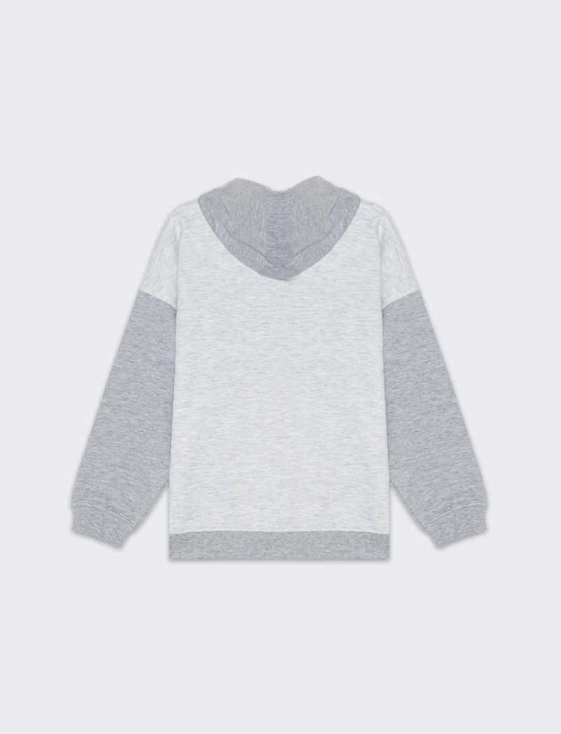 Felpa con cappuccio bicolor da bambino - Grigio mel.