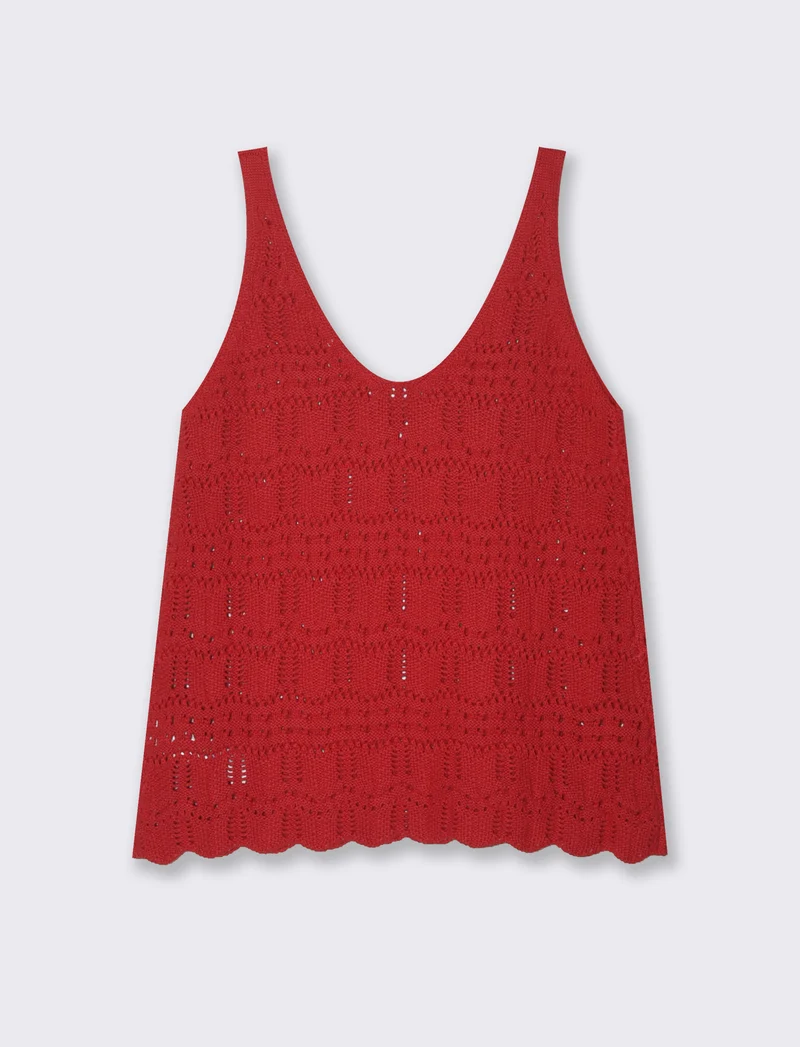 Top crochet da donna - Rosso scarlatto