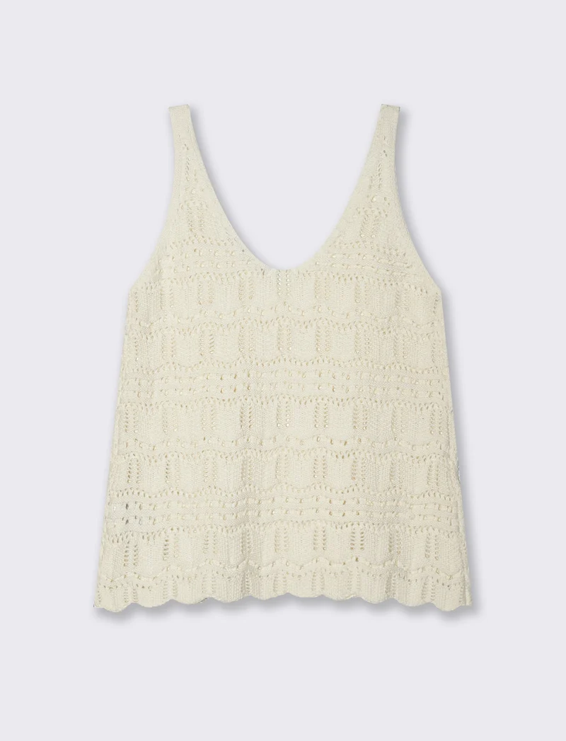 Top crochet da donna - Avorio