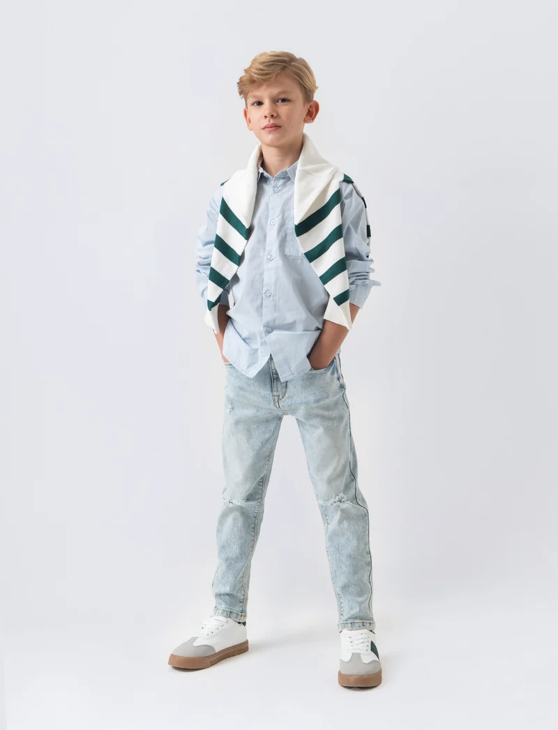Camicia oxford da bambino - Azzurro cielo