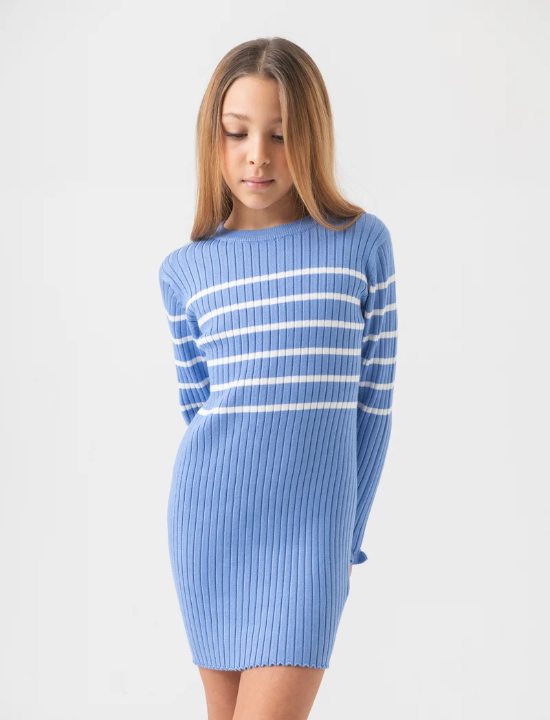 Abito a righe da bambina - Azzurro