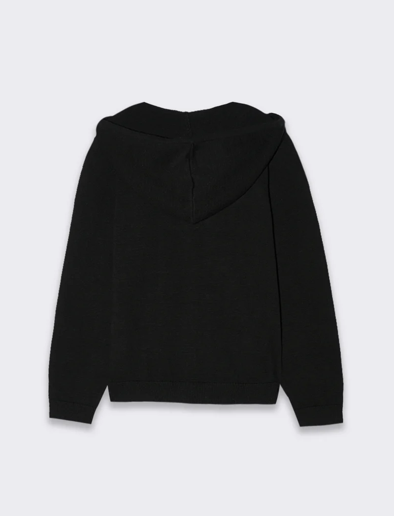 Maglia con zip e cappuccio da bambino - Nero