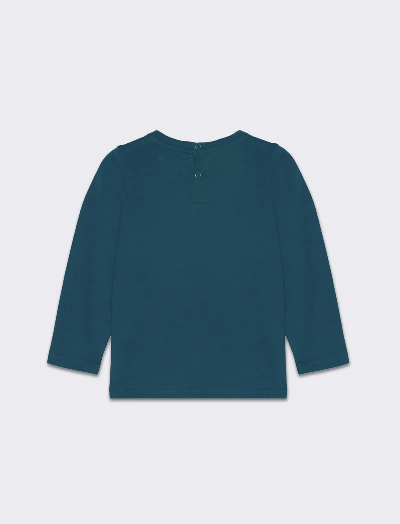 T-shirt manica lunga stampata da neonato - Verde Ottanio