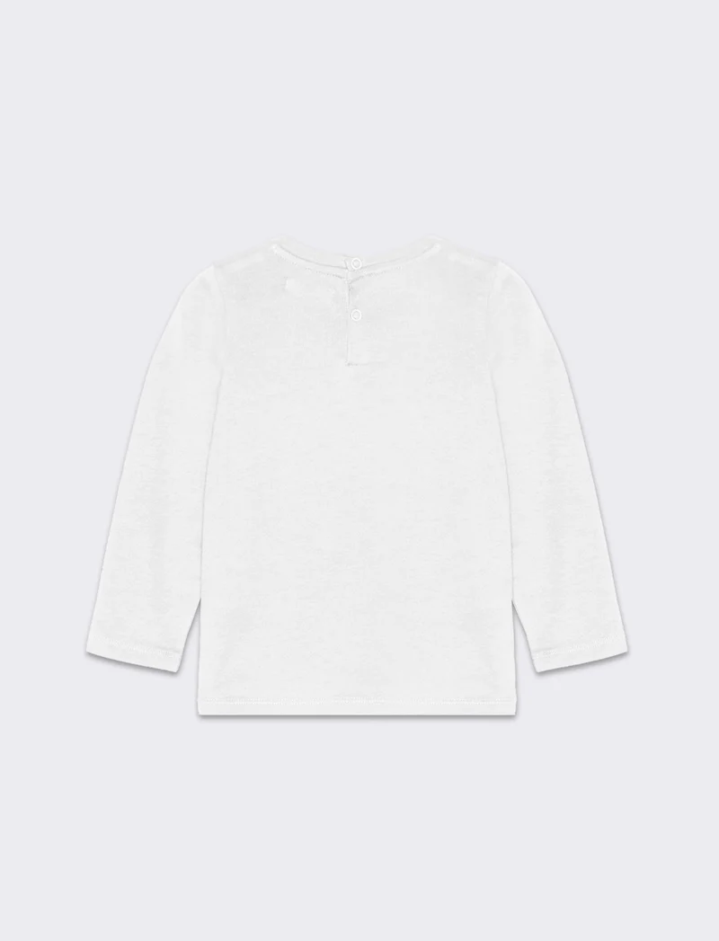 T-shirt manica lunga stampata da neonato - Bianco latte