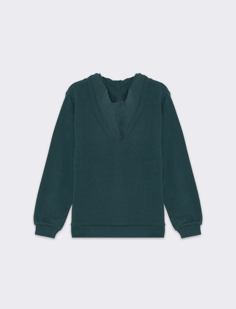 Felpa chiusa con cappuccio da bambino - Verde Ottanio