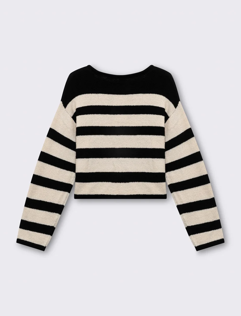 Maglia giro collo a strisce da donna - var 1