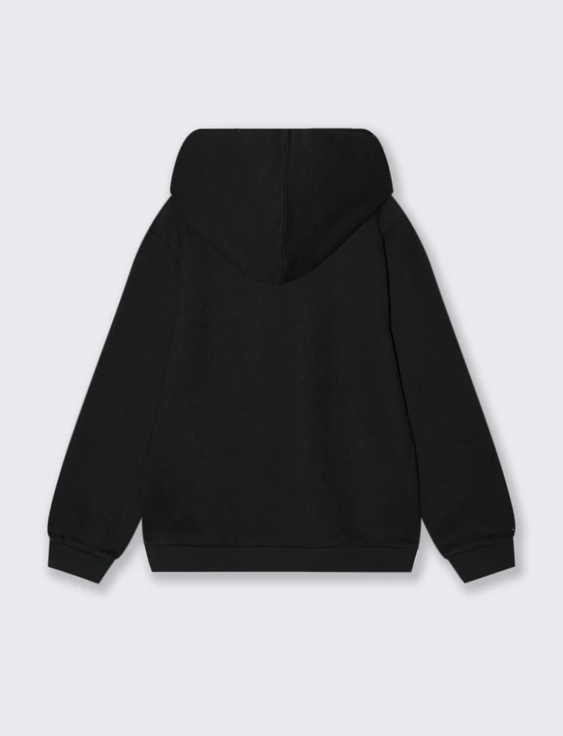 Felpa con cappuccio stampa maxi da bambino - Nero