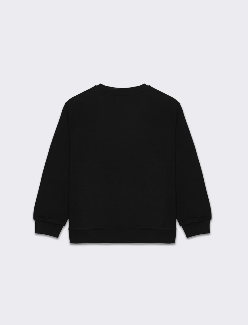 Felpa girocolo in cotone da bambino - Nero