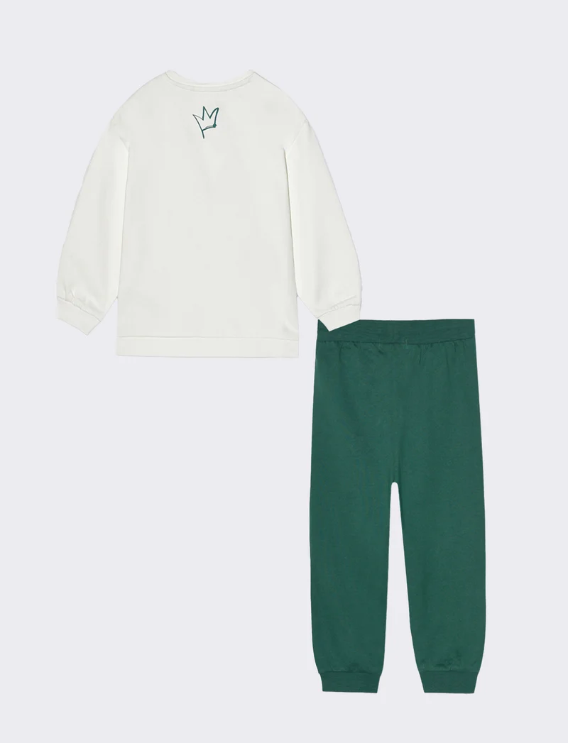 Tuta con felpa e jogger da neonato - Bianco latte