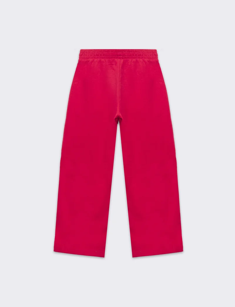 Jogger gamba larga con tasche da bambina - Fuxia
