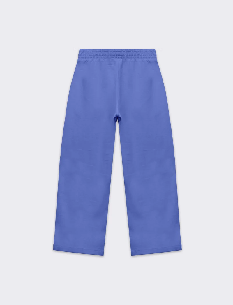 Jogger gamba larga con tasche da bambina - Azzurro