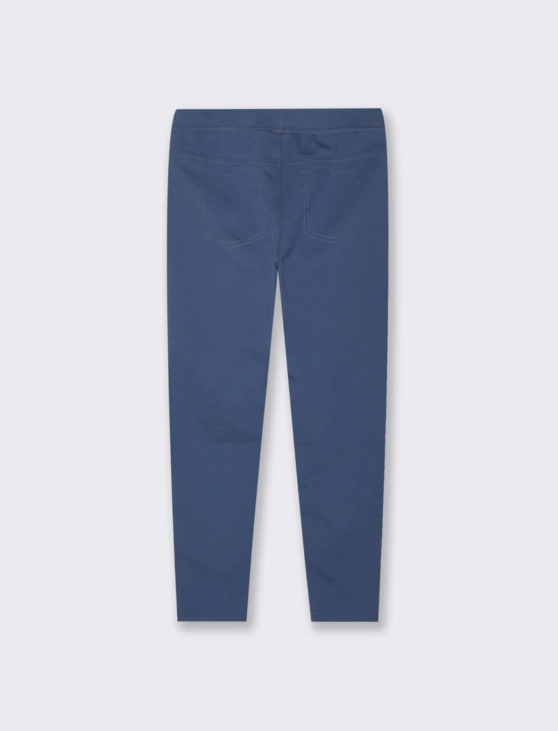 Leggings effetto denim in jersey jaquard da bambina - DENIM SCURO