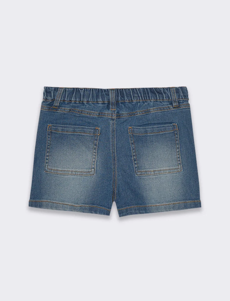 Short in denim elastico da bambina - Denim