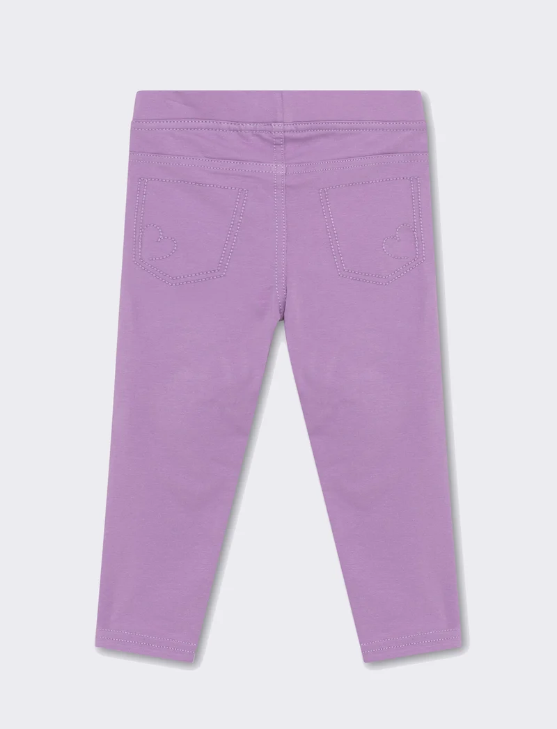 Leggings con cuciture a contrasto da neonata - Lilla
