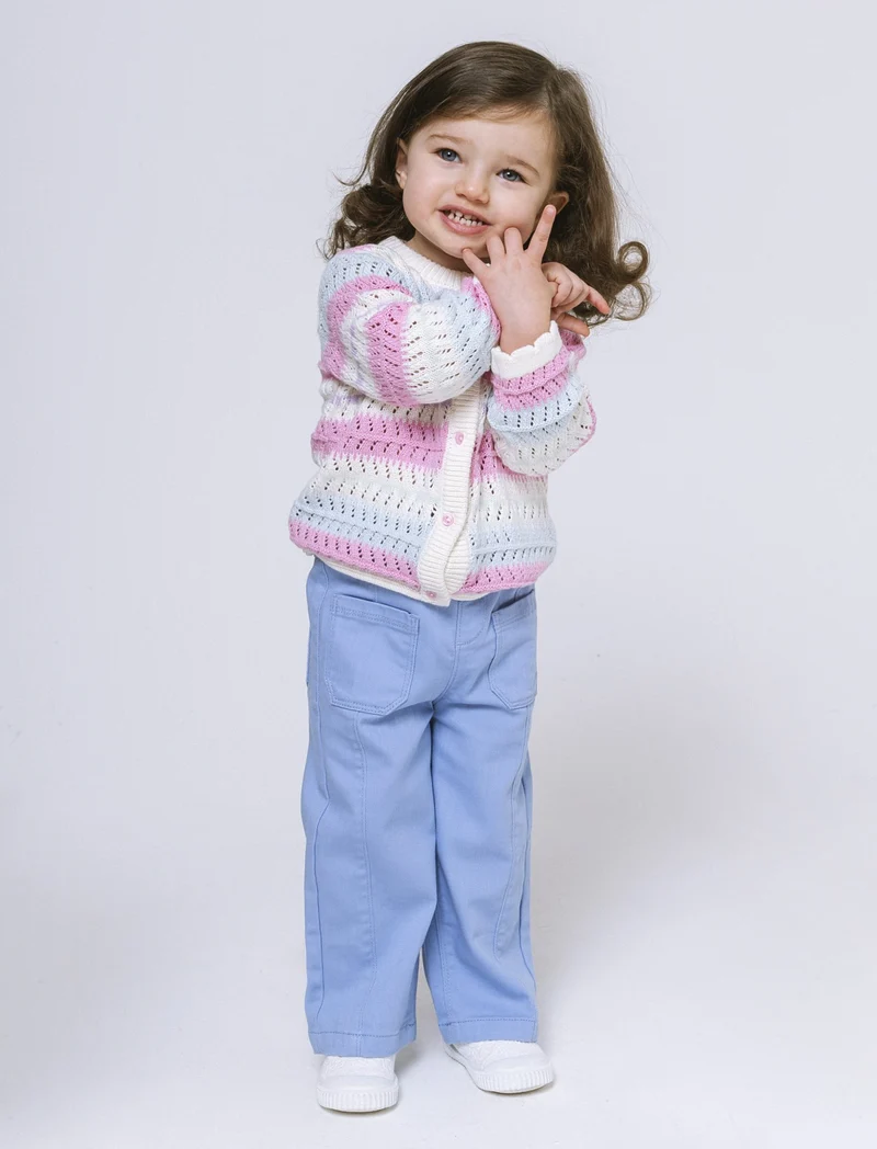 Pantalone ampio con taschine da neonata - Azzurro