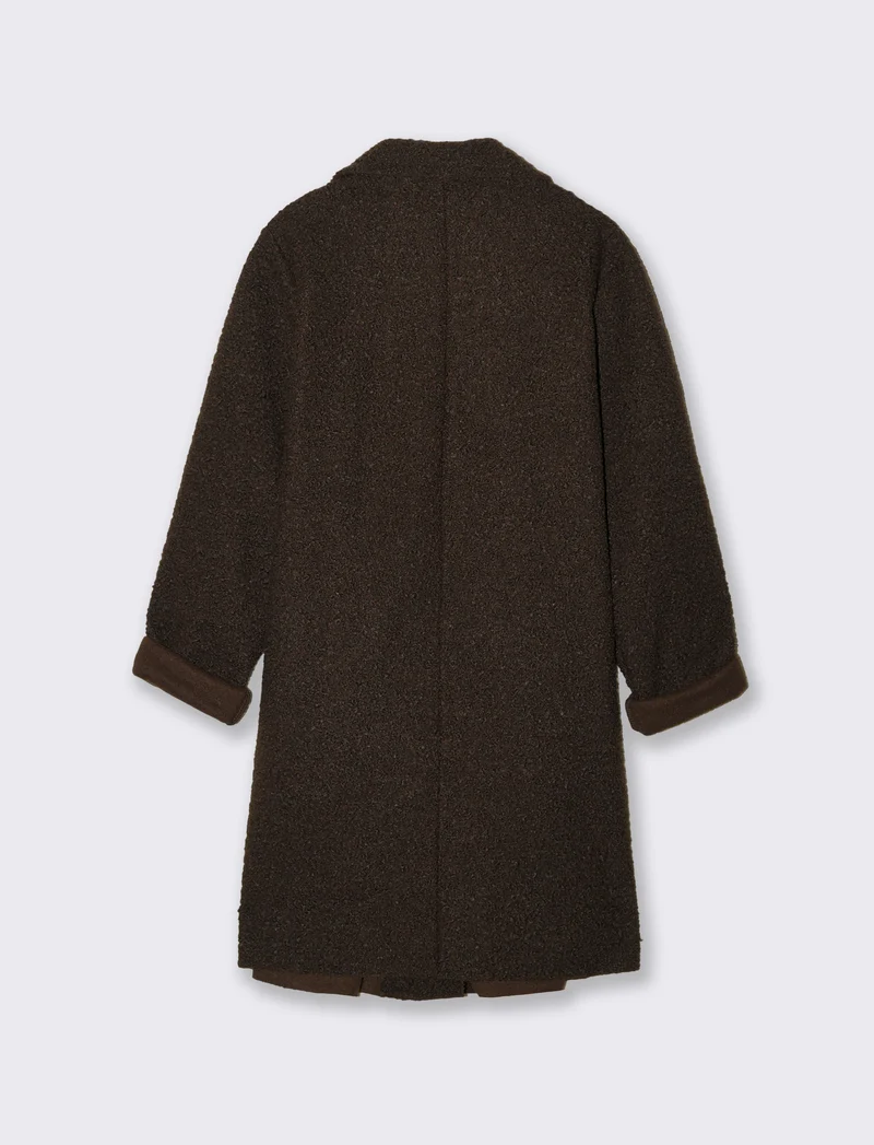 CAPPOTTO IN TESSUTO ARRICCIATO - Moro