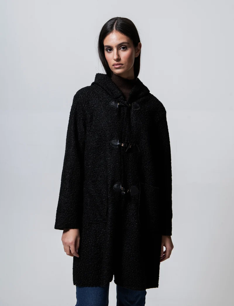 CAPPOTTO CON CAPPUCCIO - Nero