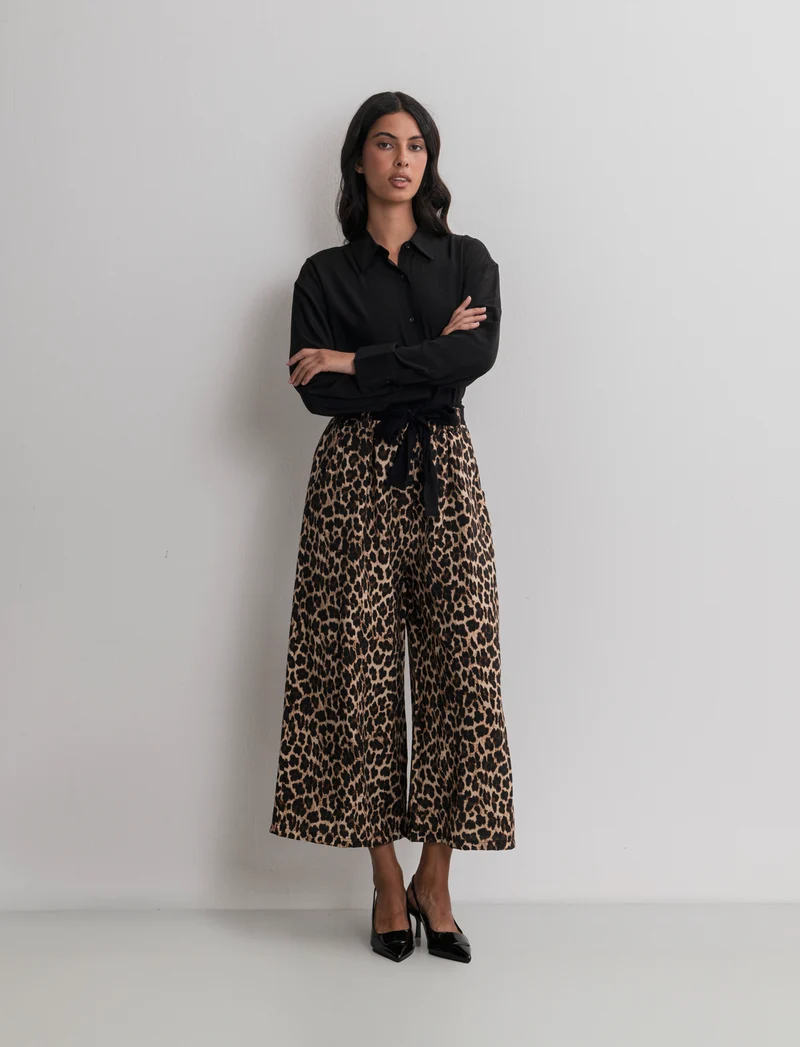 Pantalone stampato con cintura in tessuto - Maculato