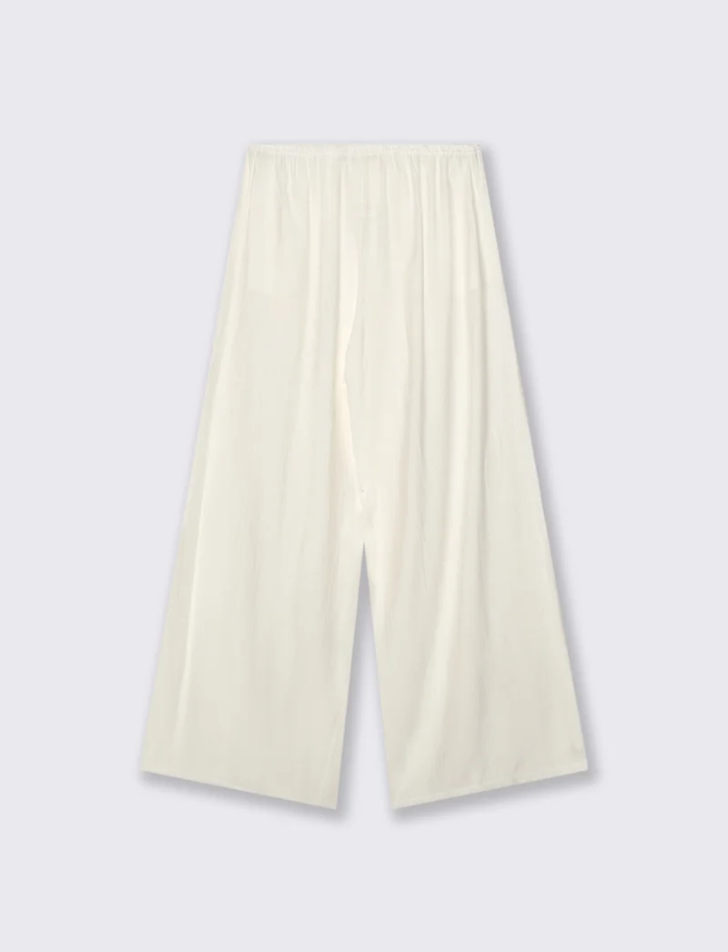 Pantalone largo con coulisse sottile - Bianco