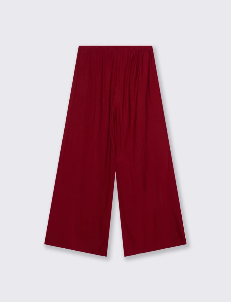Pantalone largo con coulisse sottile - Rosso india