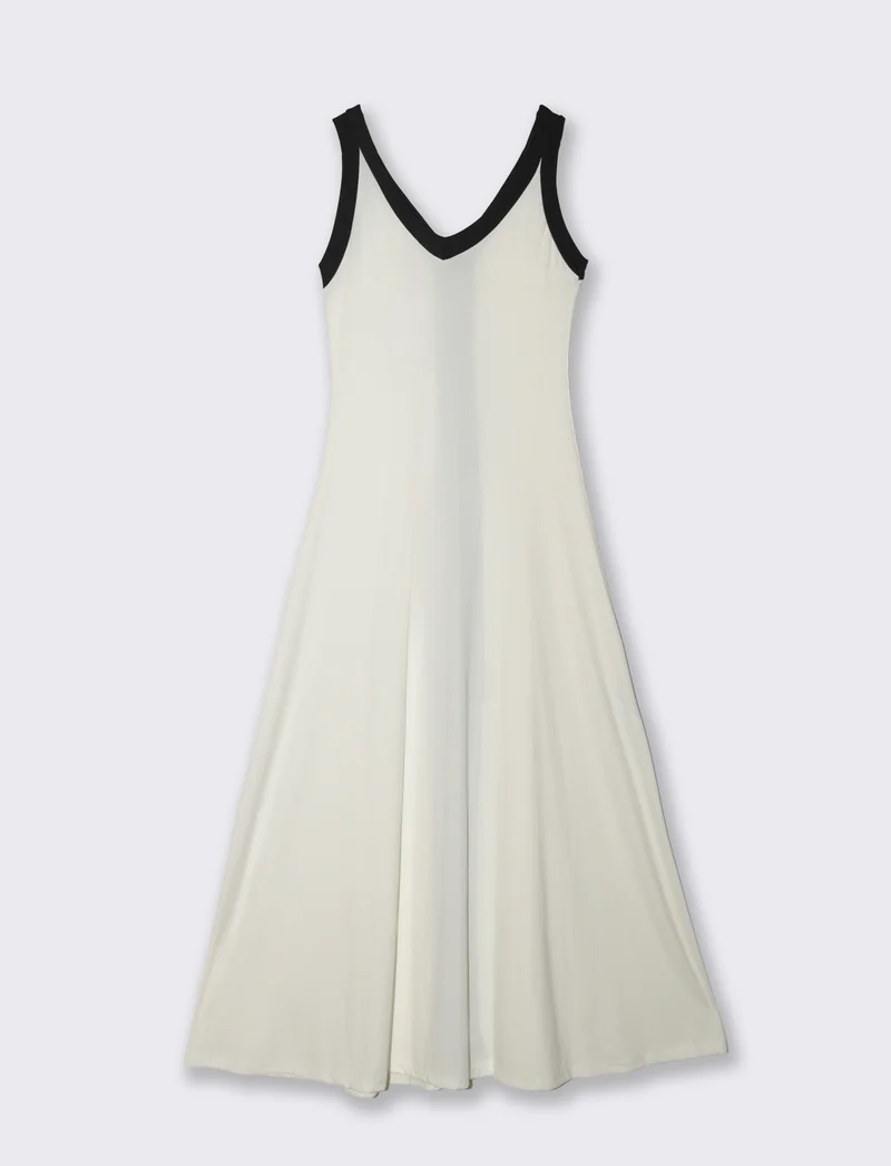 Vestito lungo bicolor - Bianco