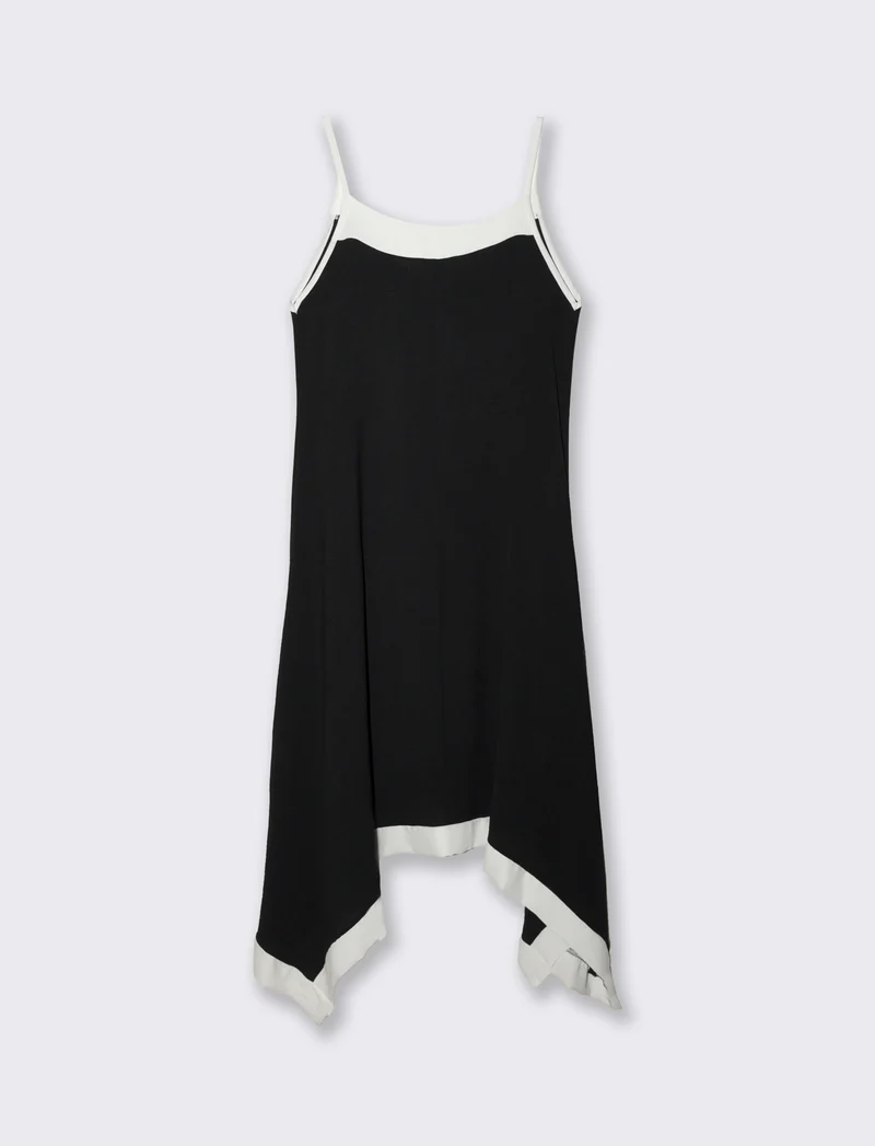 Vestito lungo bicolor - Nero