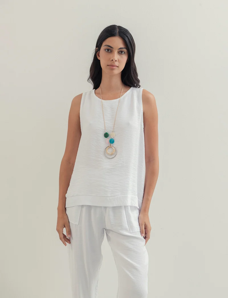 Top con collana - Bianco