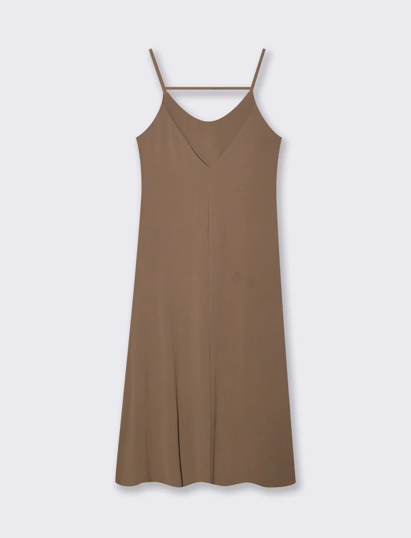 Vestito lungo con bretelline - Cacao