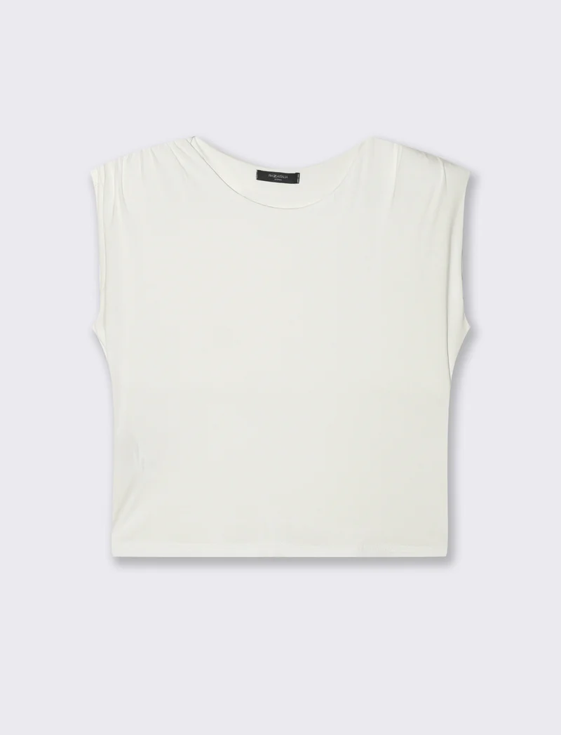 Tshirt smanicata con spalline - Bianco latte