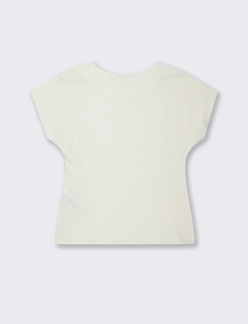 Tshirt con nodo in viscosa - Bianco latte