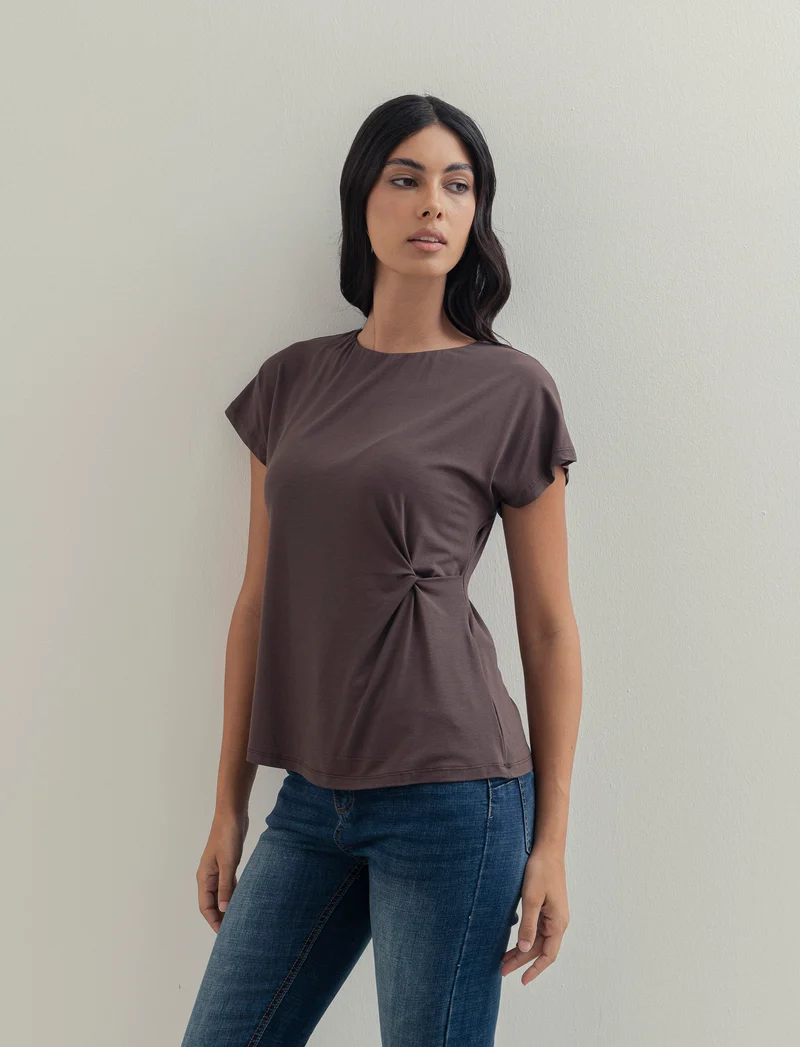 Tshirt con nodo in viscosa - Moro