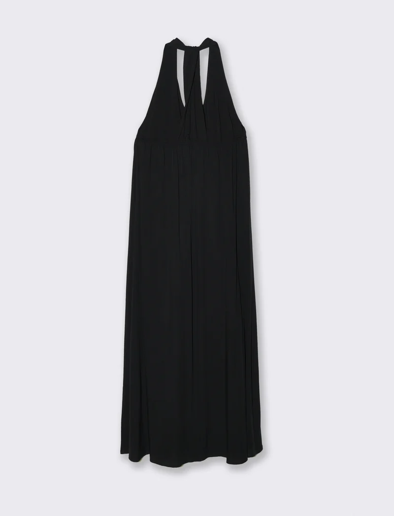 Vestito lungo in viscosa con incrocio sulla schiena - Nero