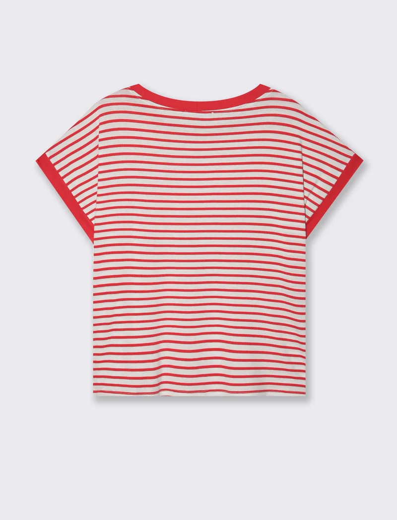 tshirt in viscosa rigata - bian-rosso