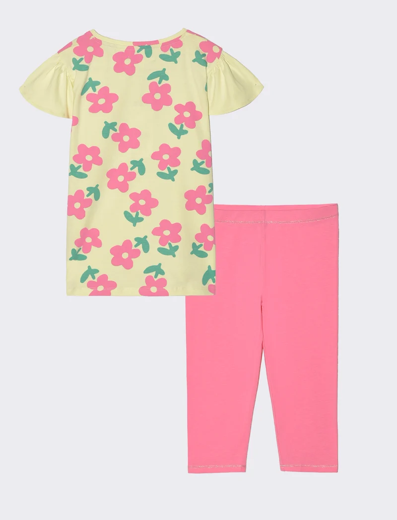 Set due pezzi mezza manica bambina - Giallo