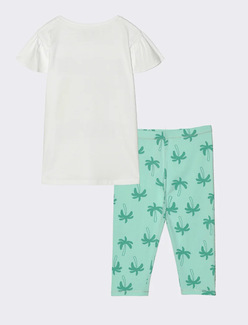 Set due pezzi mezza manica bambina - Verde acqua