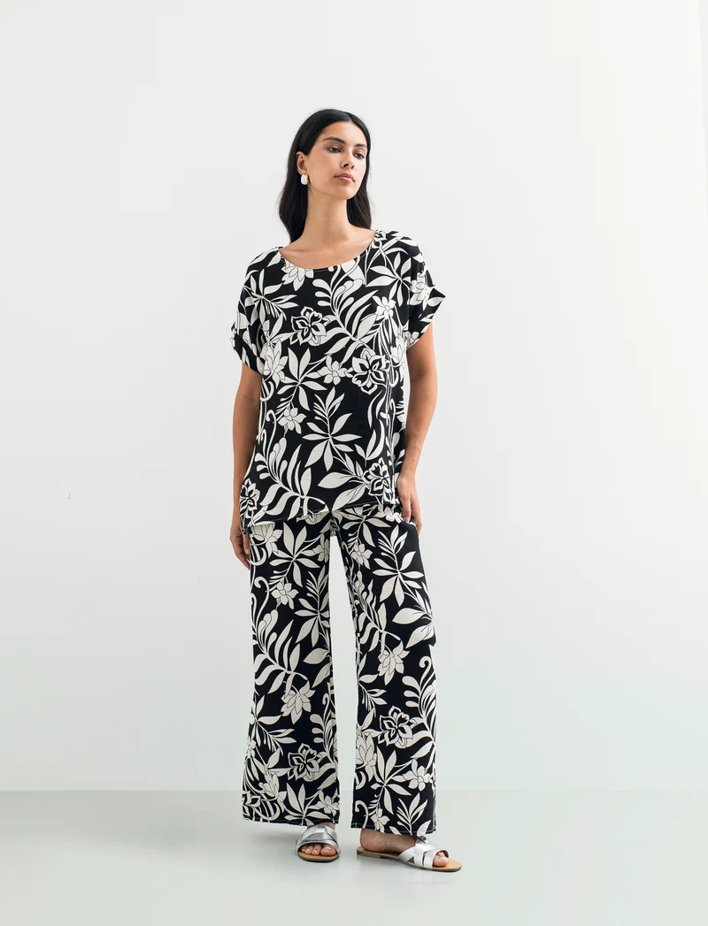 Pantalone palazzo stampato - Fiorato