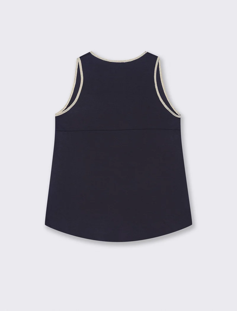 TOP VISCOSA CON DETTAGLI A CONTRASTO LUREX - Blu