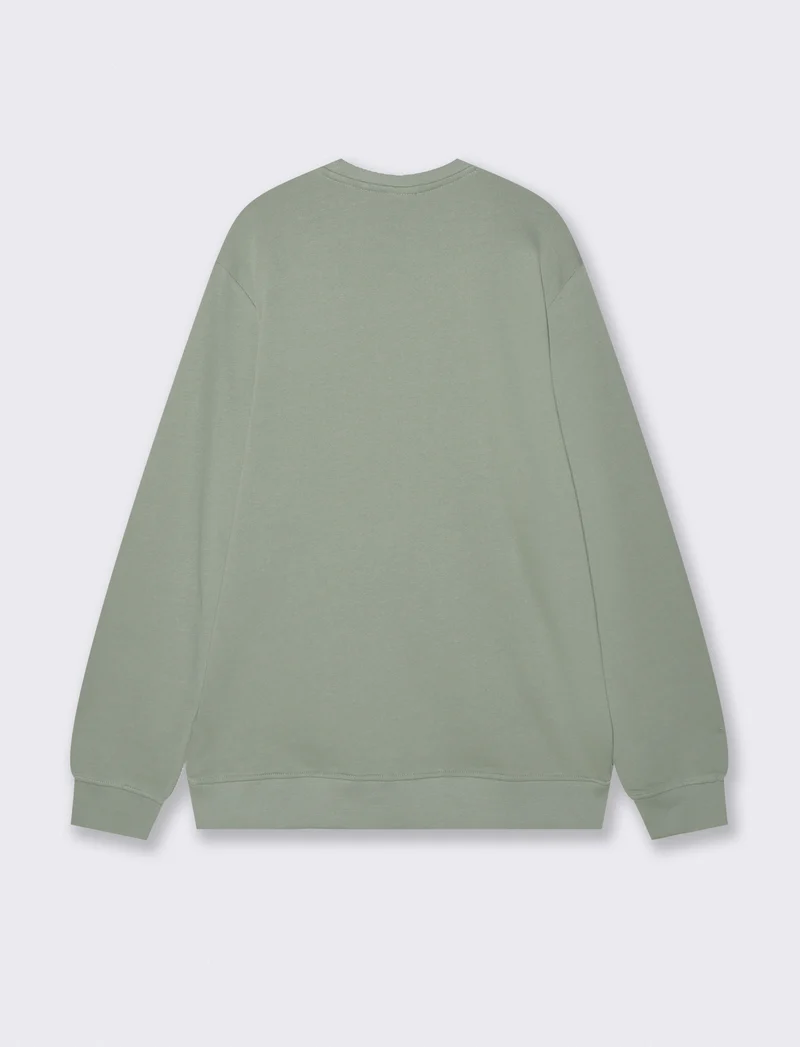Felpa basic girocollo in cotone 100% - Verde salvia