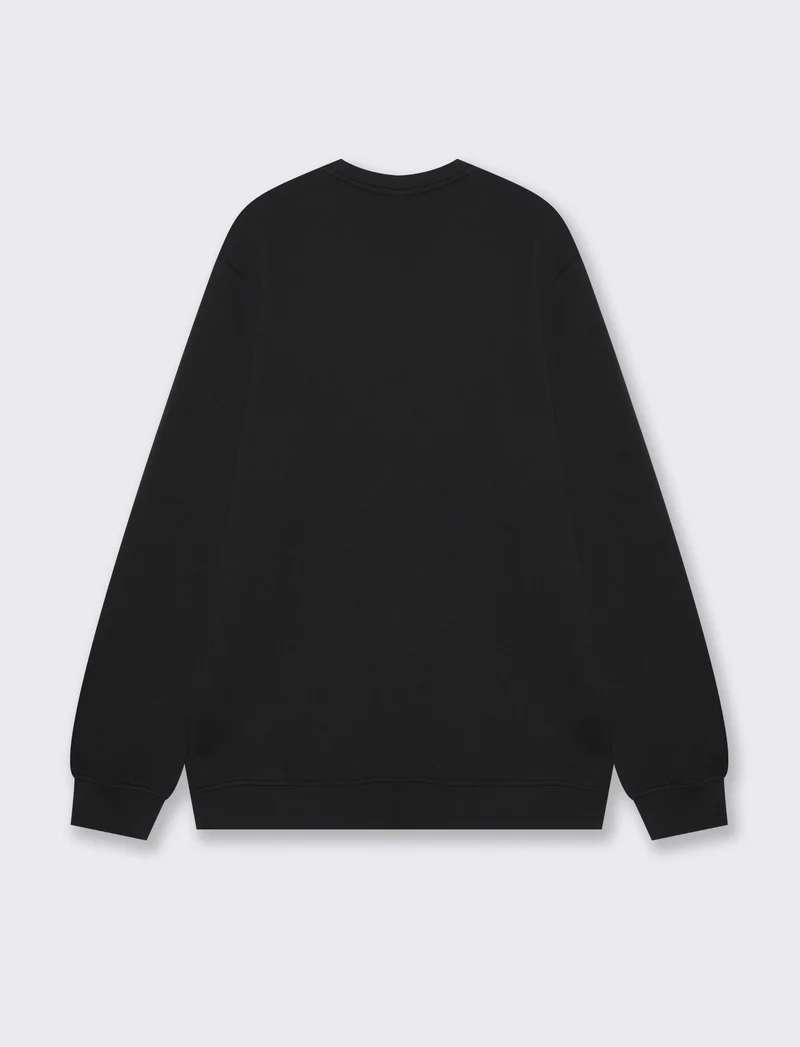 Felpa basic girocollo in cotone 100% - Nero